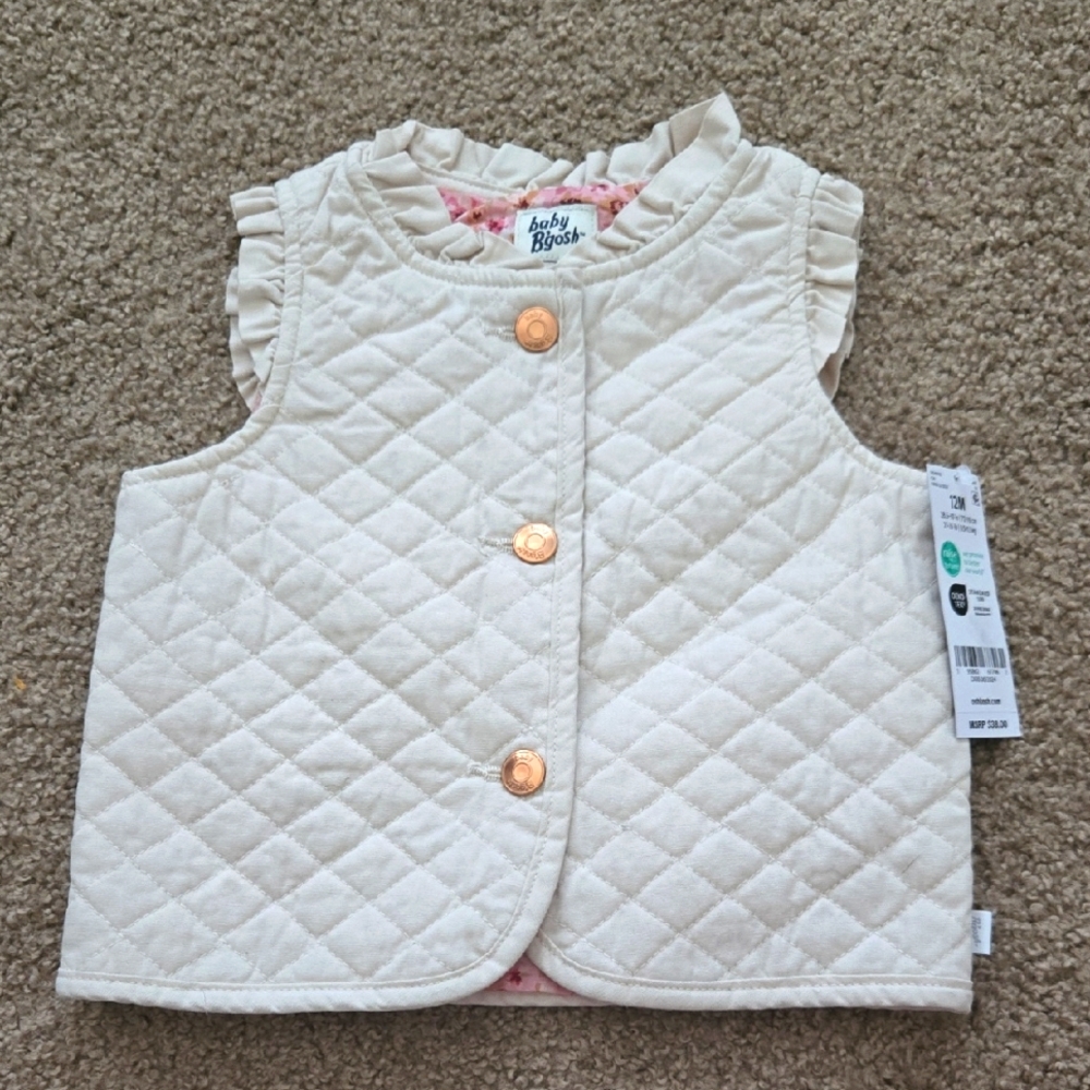 NWT OshKosh B'gosh Cream Quilted Vest 12M